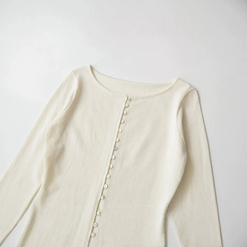 Damen Feinstrick Cropped-Cardigan mit Perlmuttknopfleiste Drune