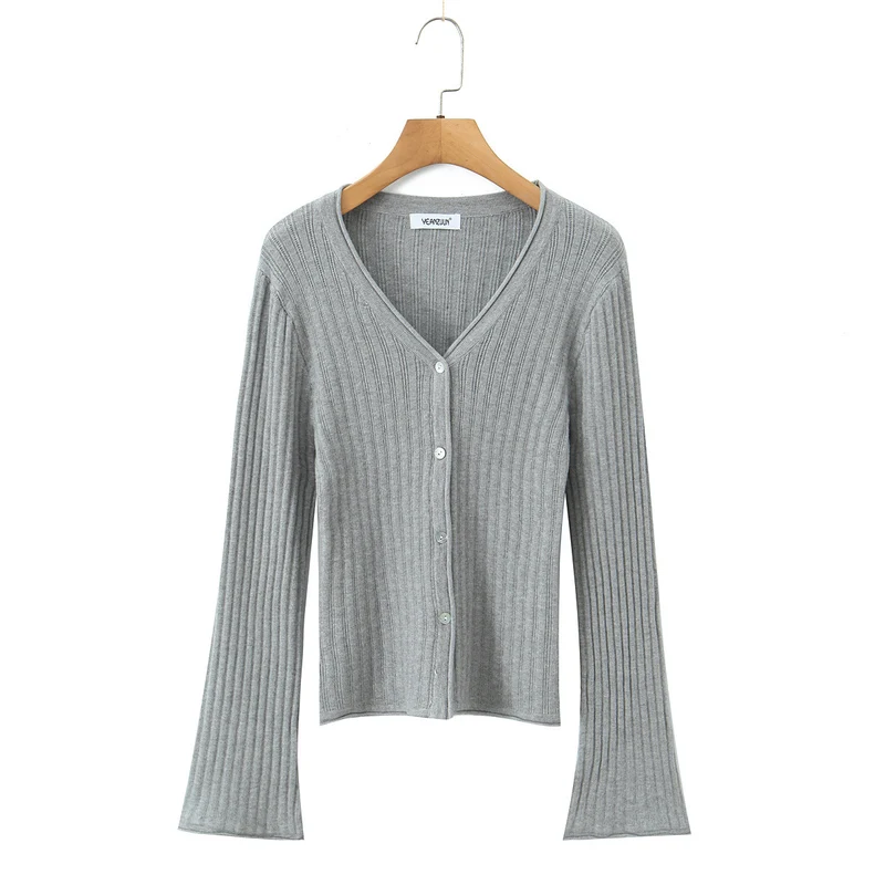 Damen Feinstrick-Cardigan mit V-Ausschnitt und plissiertem Minirock-Set Drune