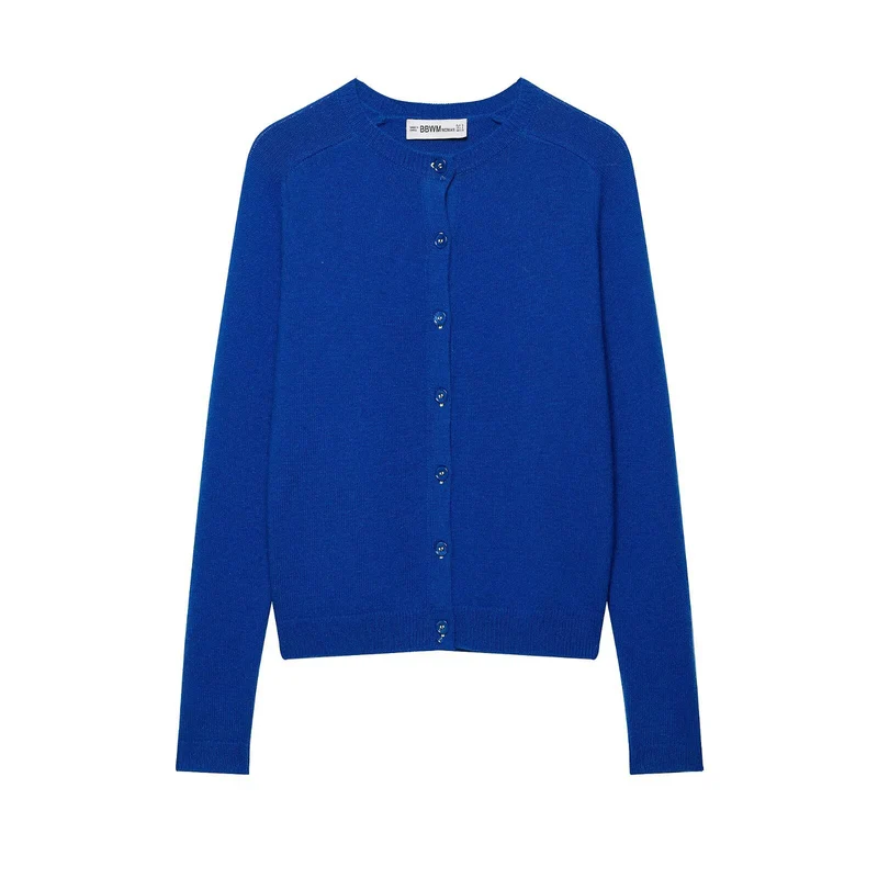 Damen Feinstrick-Cardigan mit Rundhalsausschnitt und durchgehender Knopfleiste Drune