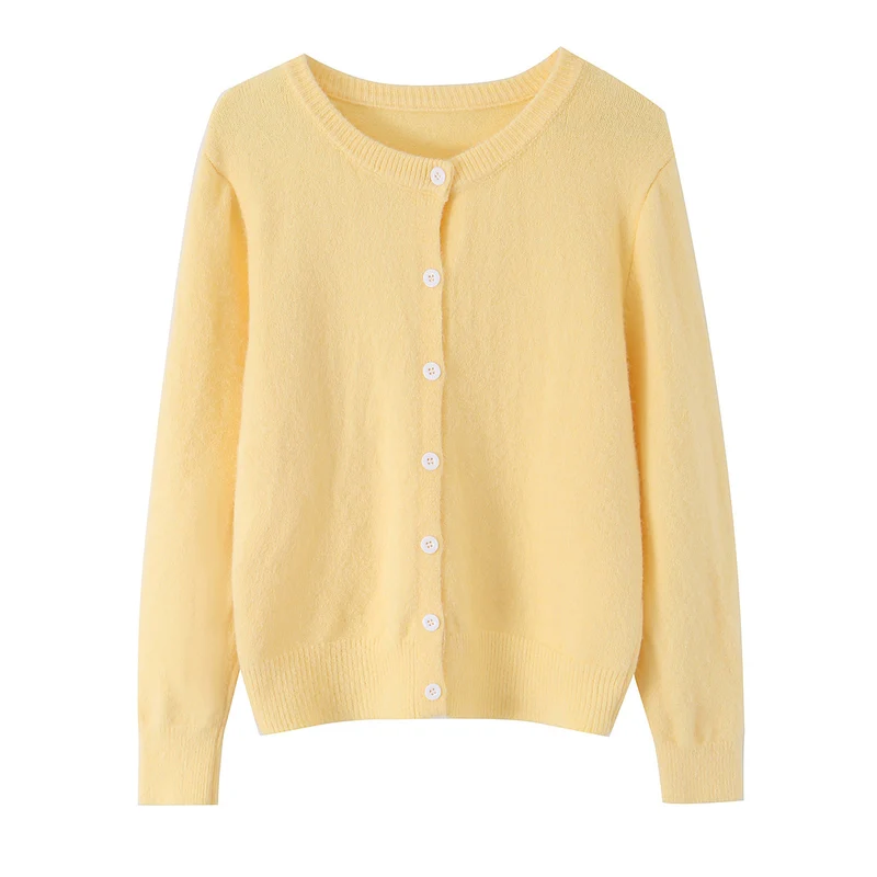 Damen Feinstrick-Cardigan mit Rundhals und durchgehender Knopfleiste Drune