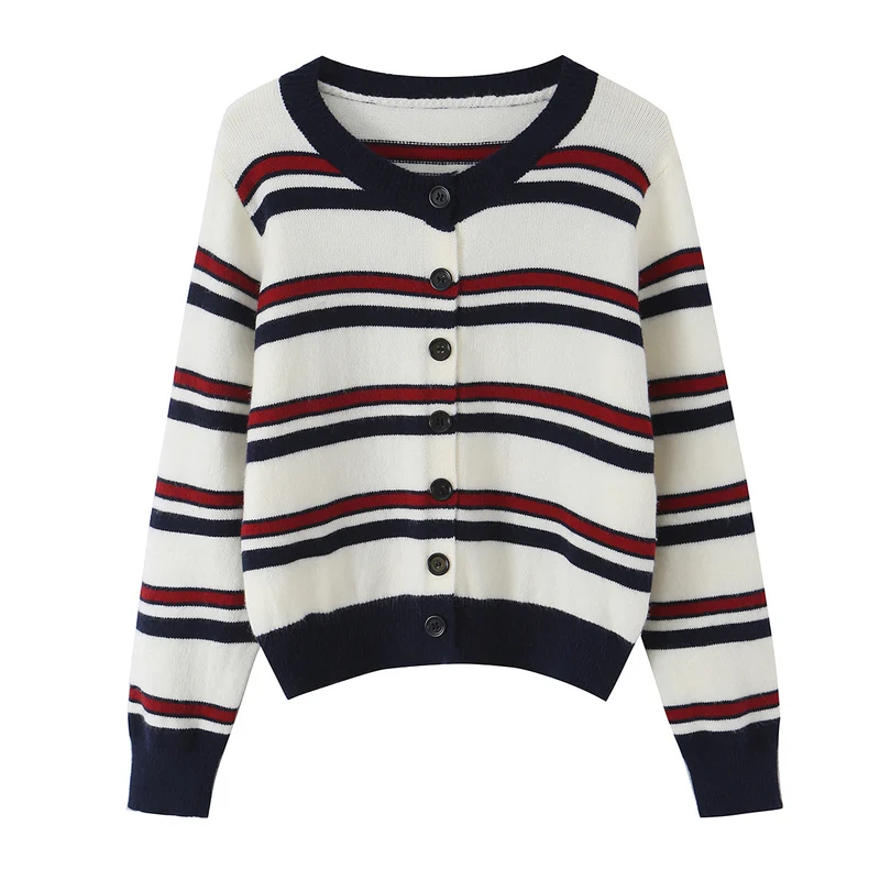Damen Feinstrick-Cardigan im Cropped-Boxy‑Schnitt mit durchgehender Knopfleiste Drune