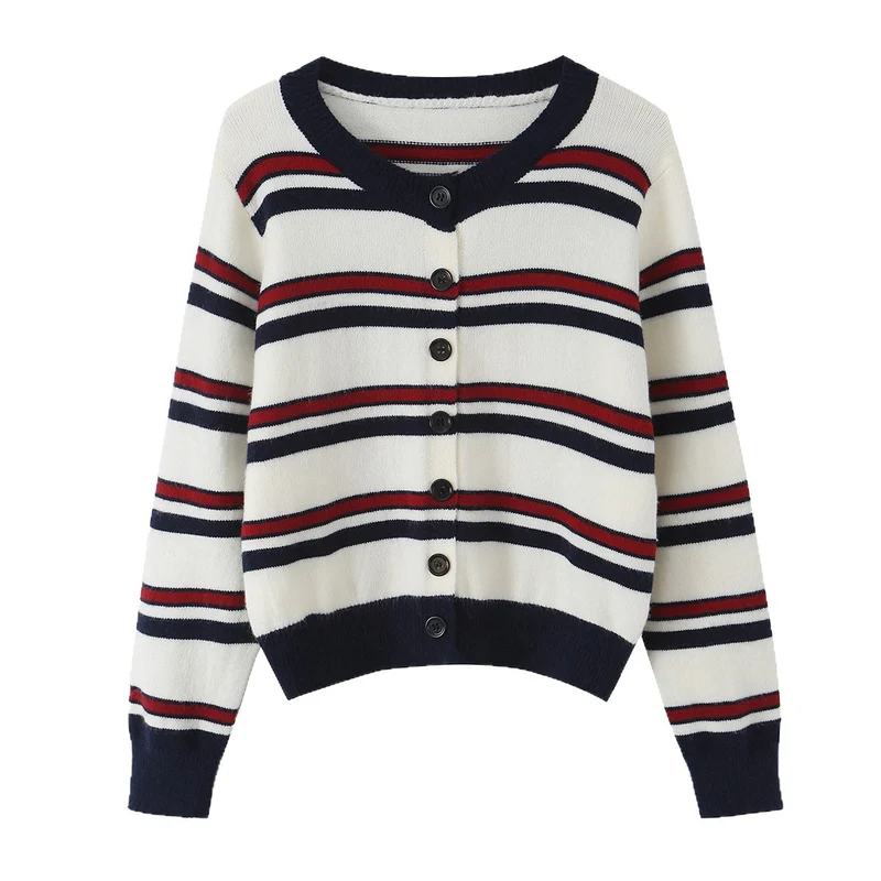 Damen Feinstrick-Cardigan im Cropped-Boxy‑Schnitt mit durchgehender Knopfleiste Drune