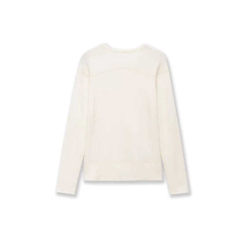 Damen Feiner Langarm-Strickpullover mit Rundhalsausschnitt und Flatlock‑Naht Drune