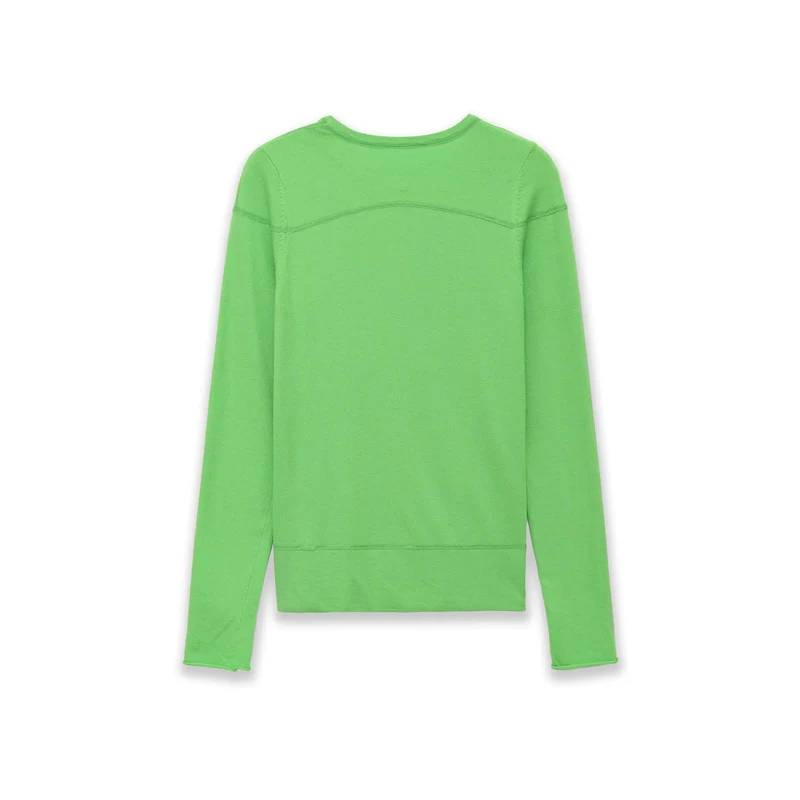 Damen Feiner Langarm-Strickpullover mit Rundhalsausschnitt und Flatlock‑Naht Drune