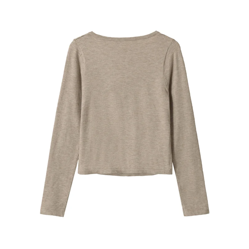 Damen Feiner Cropped-Cardigan mit Spitzen-Einsatz und Knopfleiste Drune