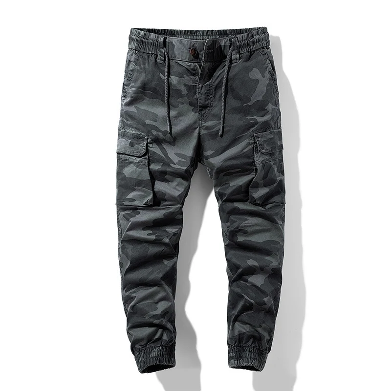 Herren Camouflage-Utility-Cargohose im Joggerstil mit Tunnelzugbund und verstärkten Kniepartien Drune
