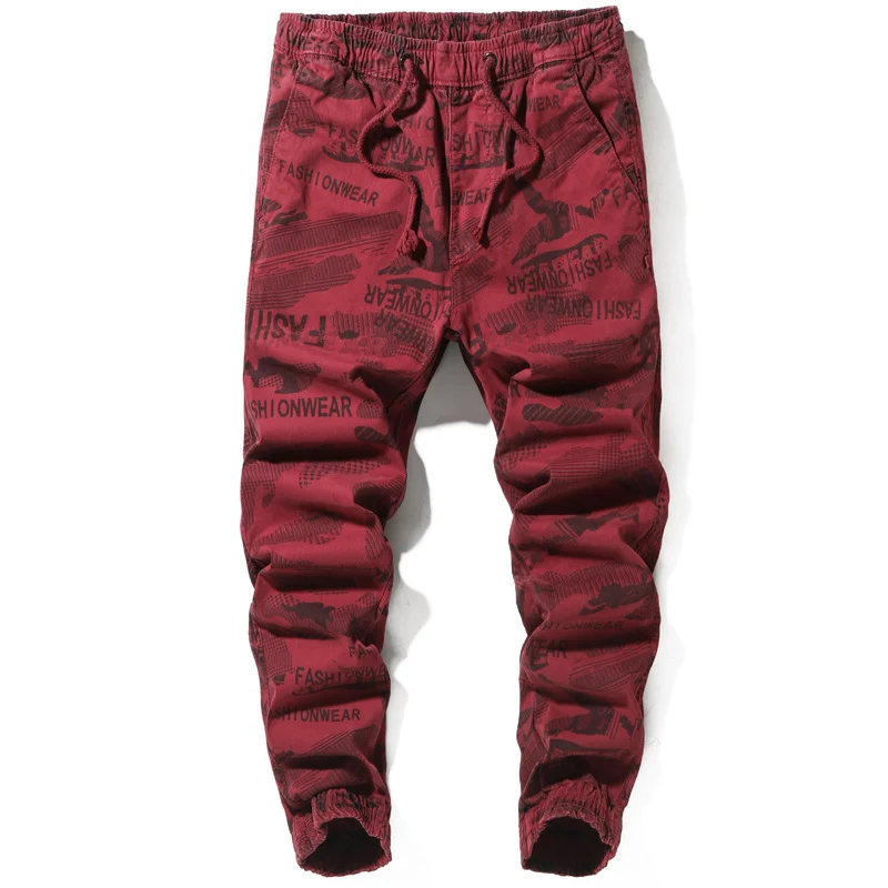 Herren Camouflage-Joggerhose mit Tunnelzug, elastischen Bündchen und Statement-Prints Drune