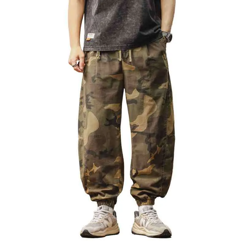 Herren Camouflage Cargohose im Jogger‑Stil mit Tunnelzugbund und elastischen Bündchen Drune