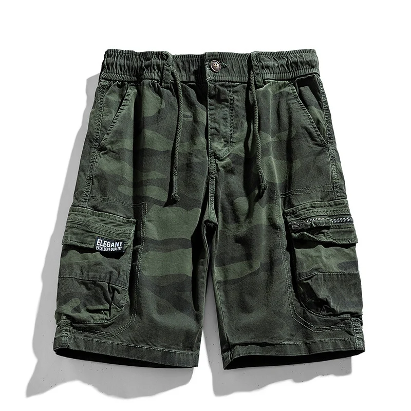 Herren Camouflage-Cargo-Shorts mit elastischem Tunnelzugbund und Multifachtaschen Drune
