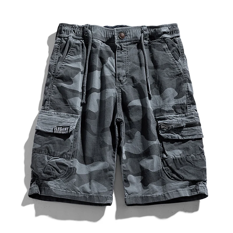 Herren Camouflage-Cargo-Shorts mit elastischem Tunnelzugbund und Multifachtaschen Drune