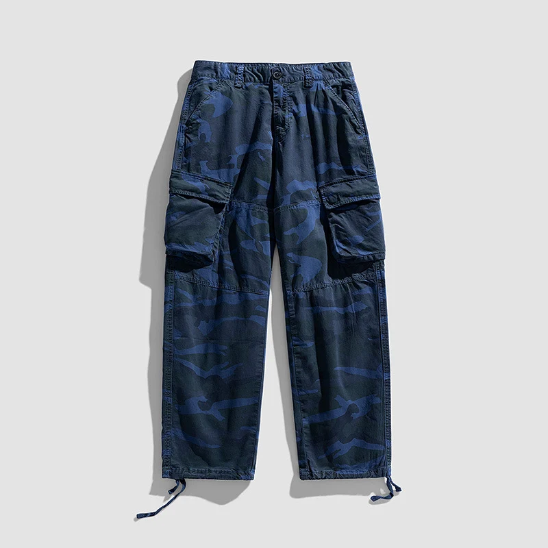 Herren Camouflage-Cargo-Hose im Loose-Fit mit Multifachtaschen, Tunnelzug und verstellbaren Beinabschlüssen Drune