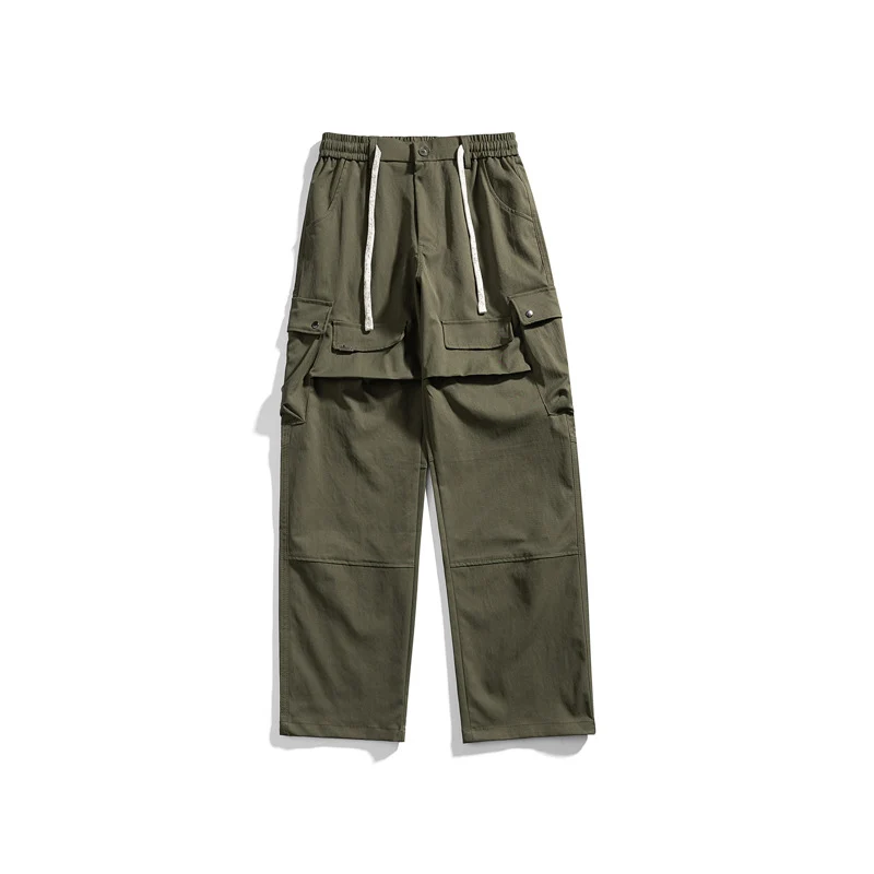 Herren Breit geschnittene Cargo-Hose mit elastischem Bund, Klappentaschen und Kniepaneelen Drune
