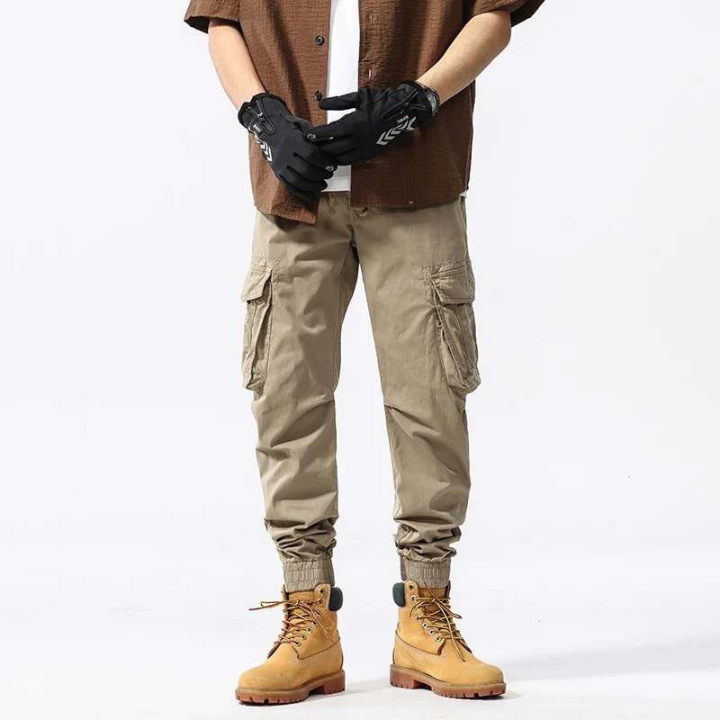 Herren Baumwoll‑Canvas Cargo‑Jogger mit elastischem Bund, Multifachtaschen und gerippten Knöchelabschlüssen Drune