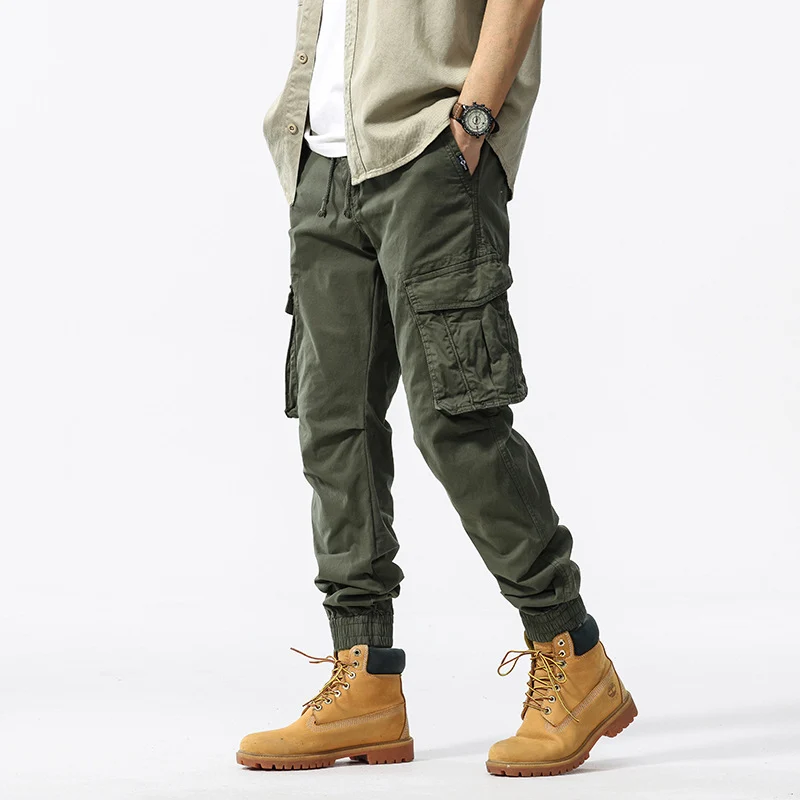 Herren Baumwoll‑Canvas Cargo‑Jogger mit elastischem Bund, Multifachtaschen und gerippten Knöchelabschlüssen Drune