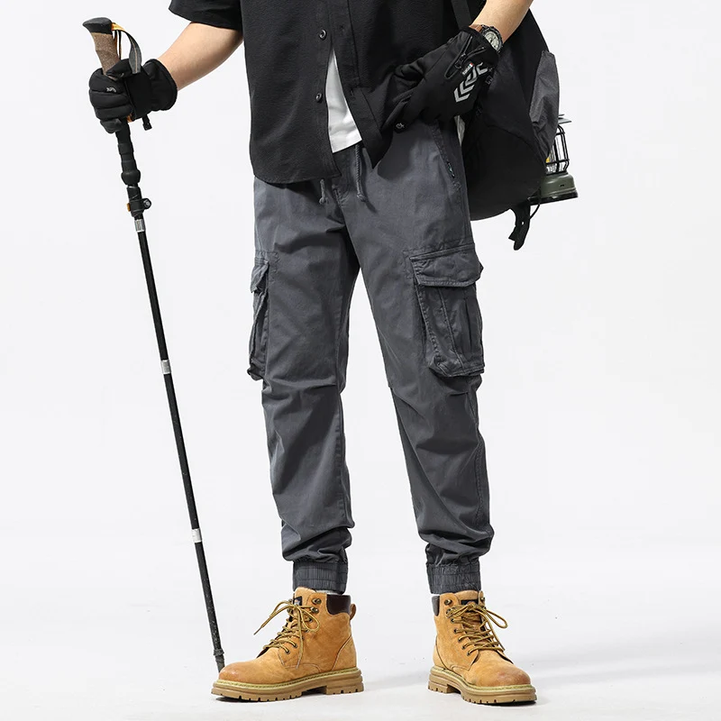 Herren Baumwoll‑Canvas Cargo‑Jogger mit elastischem Bund, Multifachtaschen und gerippten Knöchelabschlüssen Drune