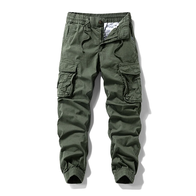 Herren Baumwoll‑Canvas Cargo‑Jogger mit elastischem Bund, Multifachtaschen und gerippten Knöchelabschlüssen Drune