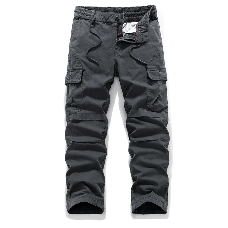 Herren Baumwoll-Canvas Cargo-Hose mit elastischem Tunnelzugbund, Kniepaneelen und Mehrfachtaschen Drune