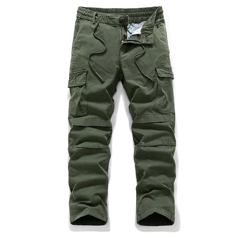 Herren Baumwoll-Canvas Cargo-Hose mit elastischem Tunnelzugbund, Kniepaneelen und Mehrfachtaschen Drune