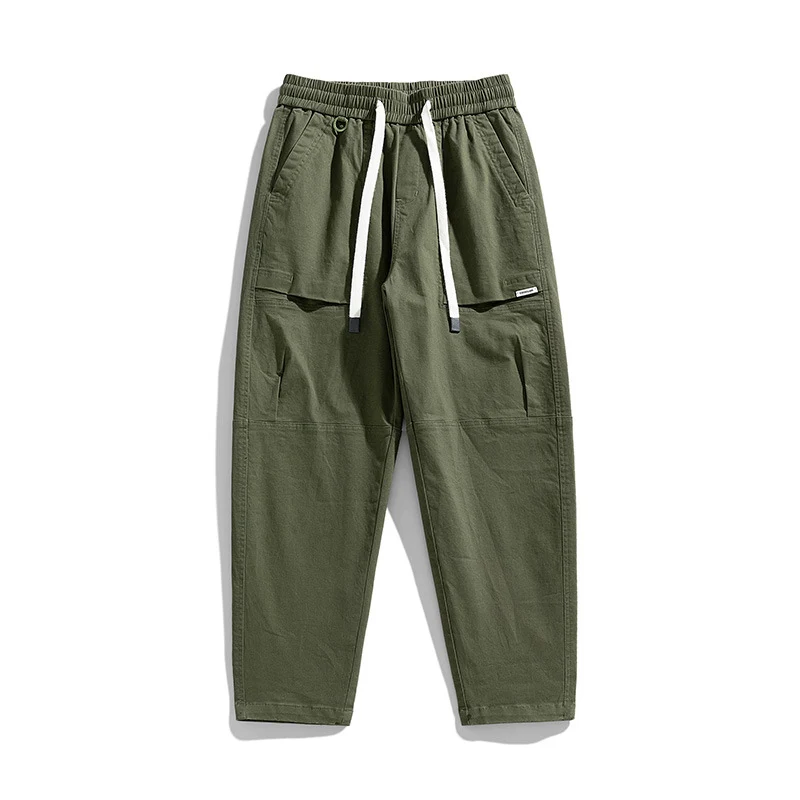 Herren Baggy-Utility-Cargohose im Tapered-Schnitt mit elastischem Tunnelzugbund, aufgesetzten Fronttaschen und Knieabnähern Drune