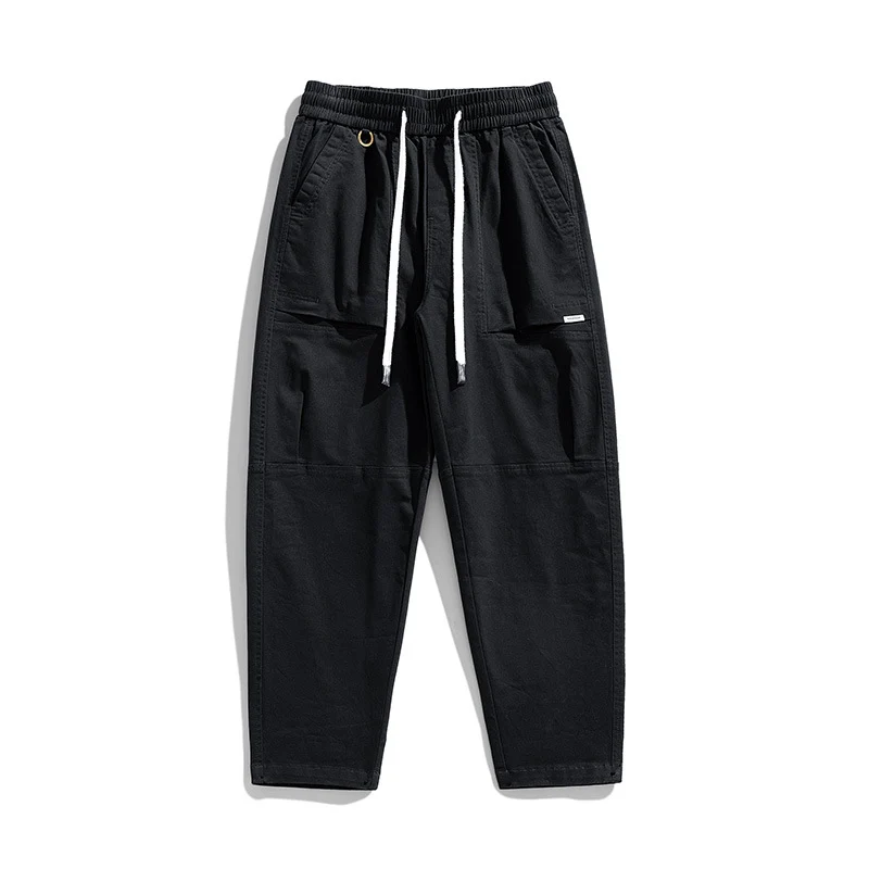 Herren Baggy-Utility-Cargohose im Tapered-Schnitt mit elastischem Tunnelzugbund, aufgesetzten Fronttaschen und Knieabnähern Drune