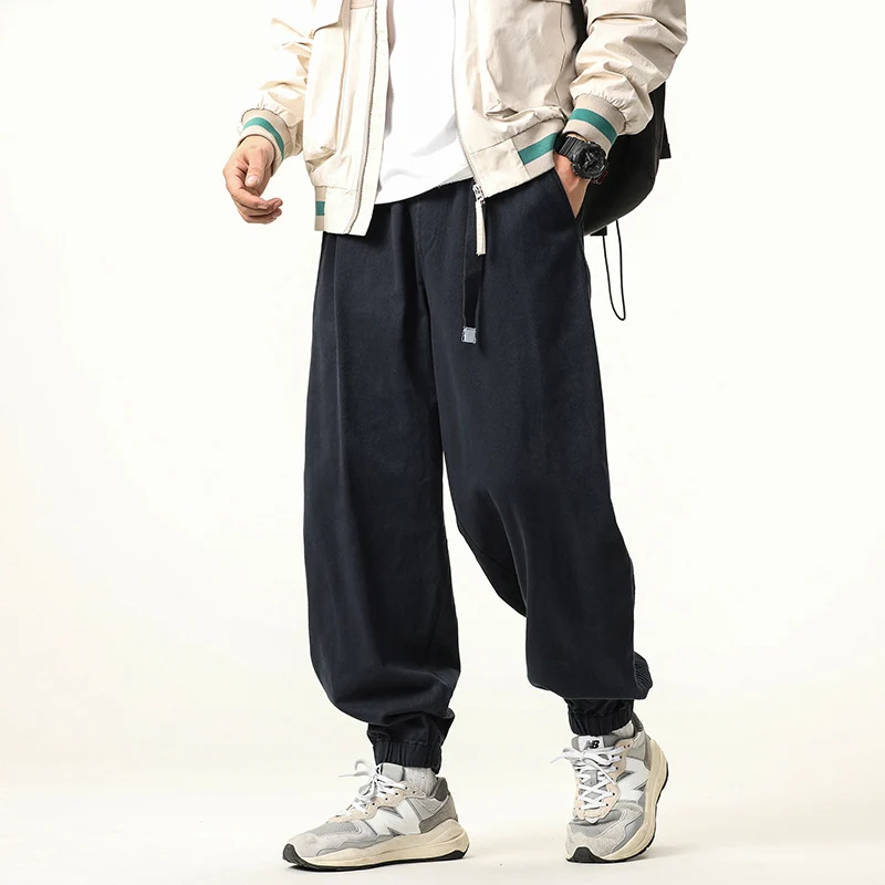 Herren Baggy‑Sweatstyle Cargohose aus schwerer Baumwolle mit elastischem Knöchelabschluss und Utility‑Schlaufen Drune