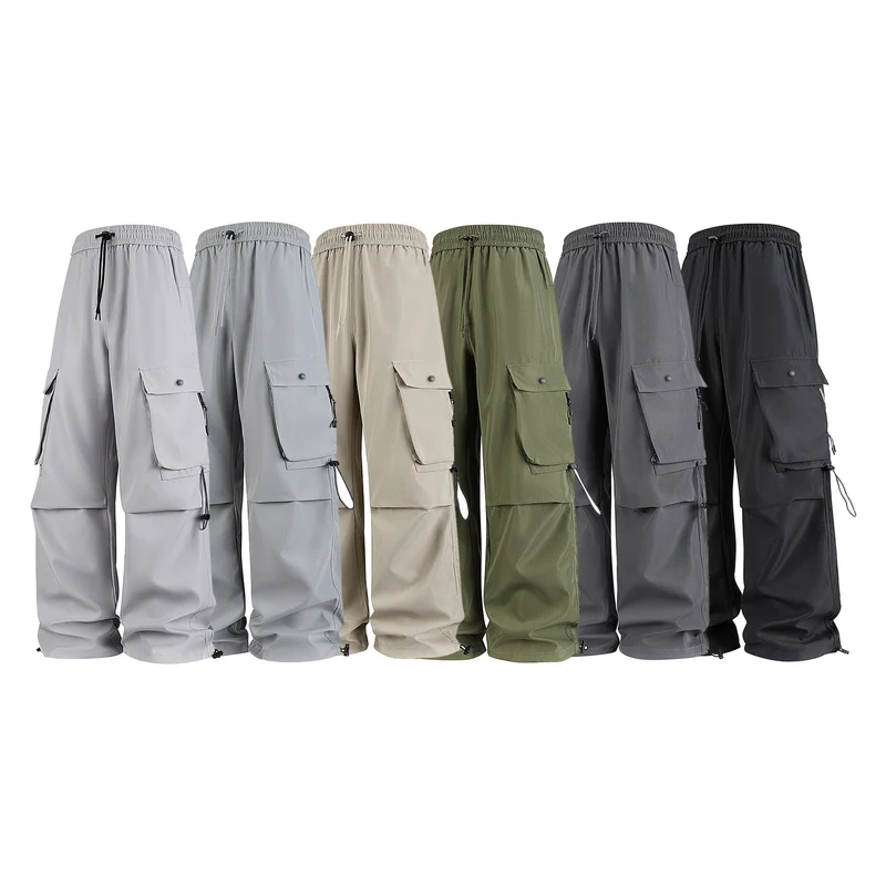 Herren Baggy‑Cargohose im Tech‑Utility‑Stil mit elastischem Tunnelzugbund, großen Klappfächern und Zipper‑Details Drune