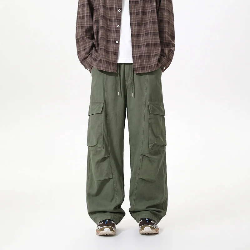 Herren Baggy-Cargo-Hose mit tiefem Schritt, Oversized-Silhouette und aufgesetzten Utility-Taschen Drune
