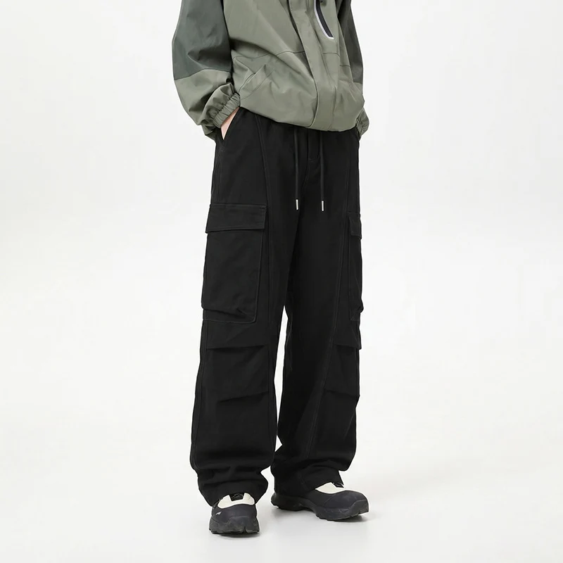 Herren Baggy-Cargo-Hose mit tiefem Schritt, Oversized-Silhouette und aufgesetzten Utility-Taschen Drune
