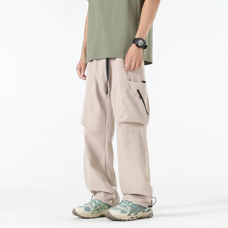 Herren Baggy-Cargo-Hose im Tech-Utility-Stil mit großvolumigen Klapptaschen, elastischem Bund und verstellbarem Kordelsaum Drune