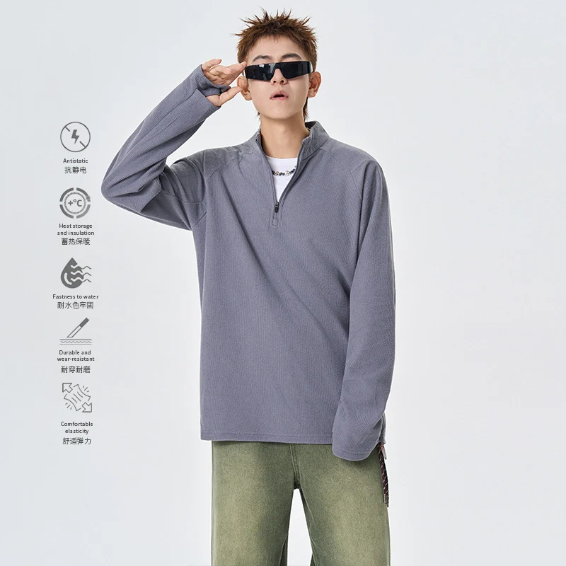 Herren Atmungsaktives Thermo‑Waffelshirt mit Halbzip und Raglanärmeln Drune