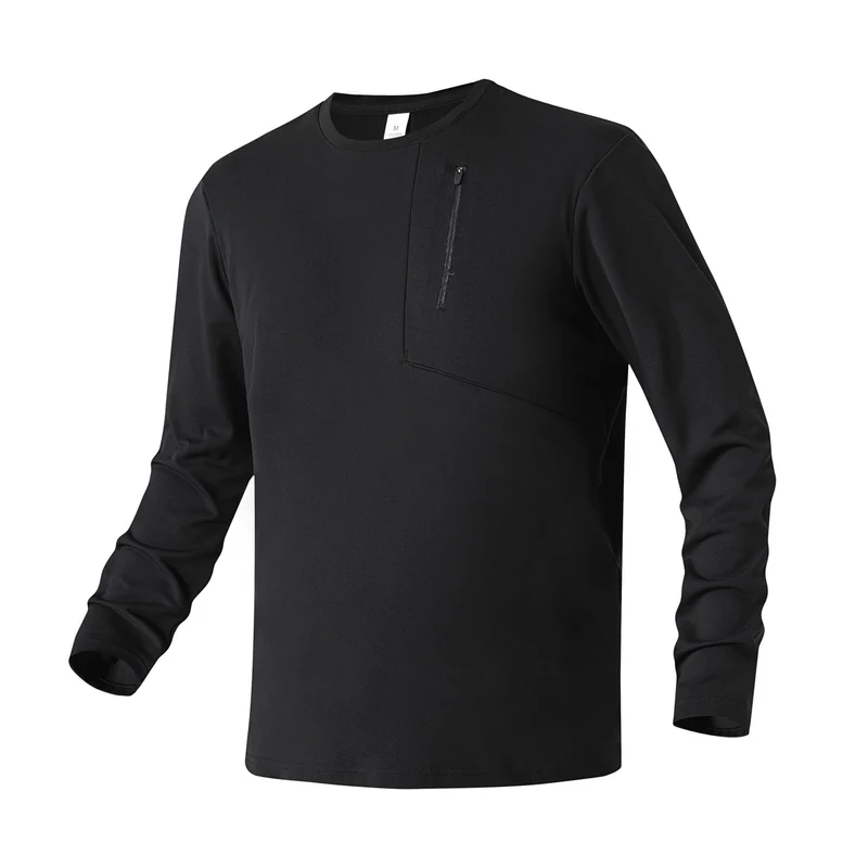 Herren Atmungsaktives Performance-Langarmshirt mit Brustreißverschlusstasche und ergonomischen Nähten Drune