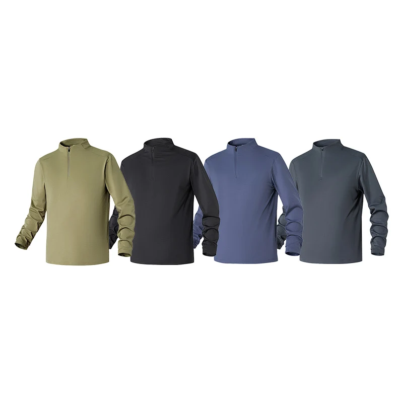 Herren Atmungsaktives Halfzip-Funktionsshirt mit Stehkragen, Waffelstruktur und schnelltrocknender Mikrofaser Drune