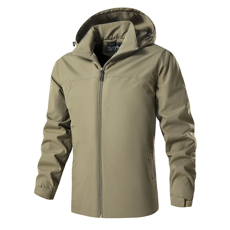Herren Atmungsaktive Softshell-Regenjacke mit Kapuze und durchgehendem Reißverschluss Drune