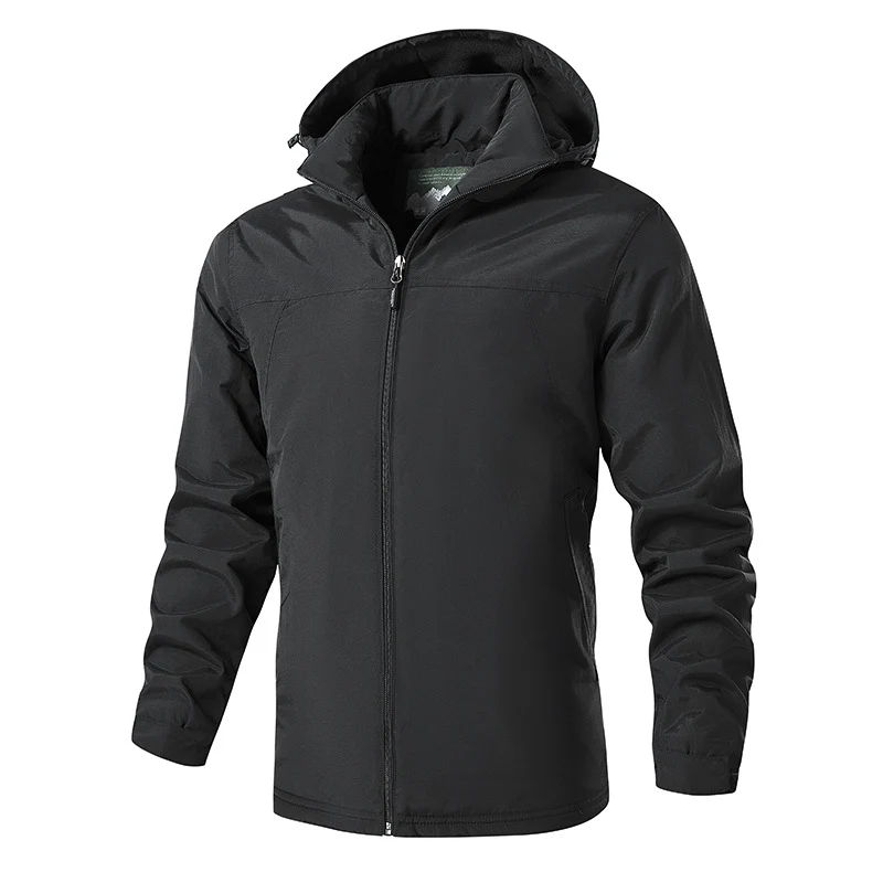 Herren Atmungsaktive Softshell-Regenjacke mit Kapuze und durchgehendem Reißverschluss Drune