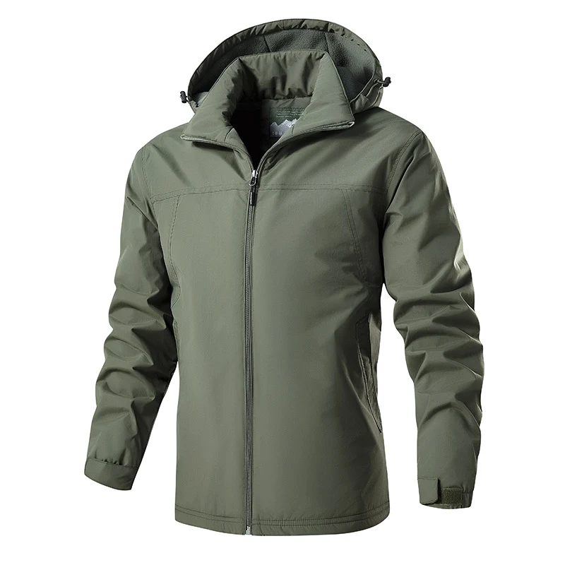 Herren Atmungsaktive Softshell-Regenjacke mit Kapuze und durchgehendem Reißverschluss Drune