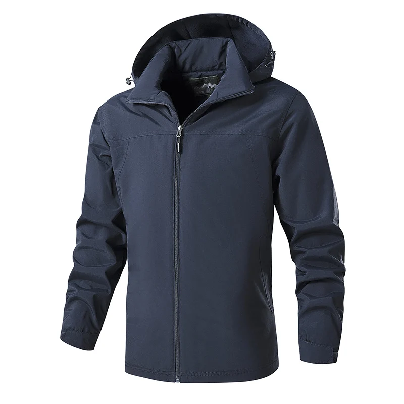 Herren Atmungsaktive Softshell-Regenjacke mit Kapuze und durchgehendem Reißverschluss Drune