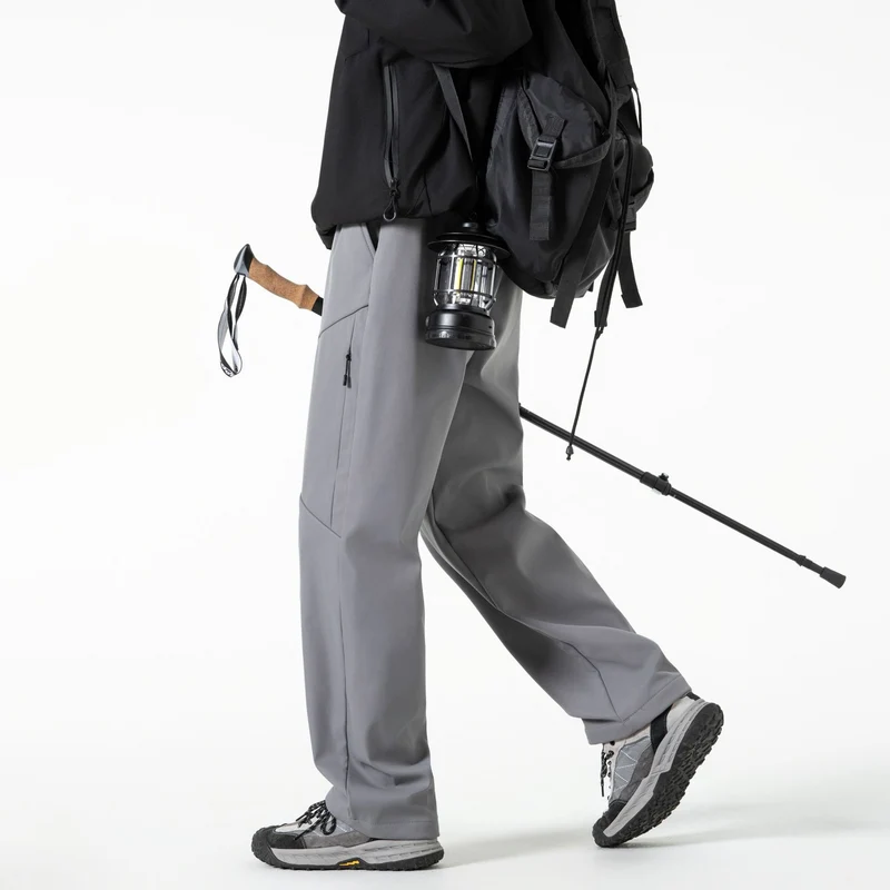 Herren Atmungsaktive Softshell-Cargo-Hose mit Tunnelzugbund, Zipper-Seitentasche und geradem Schnitt Drune