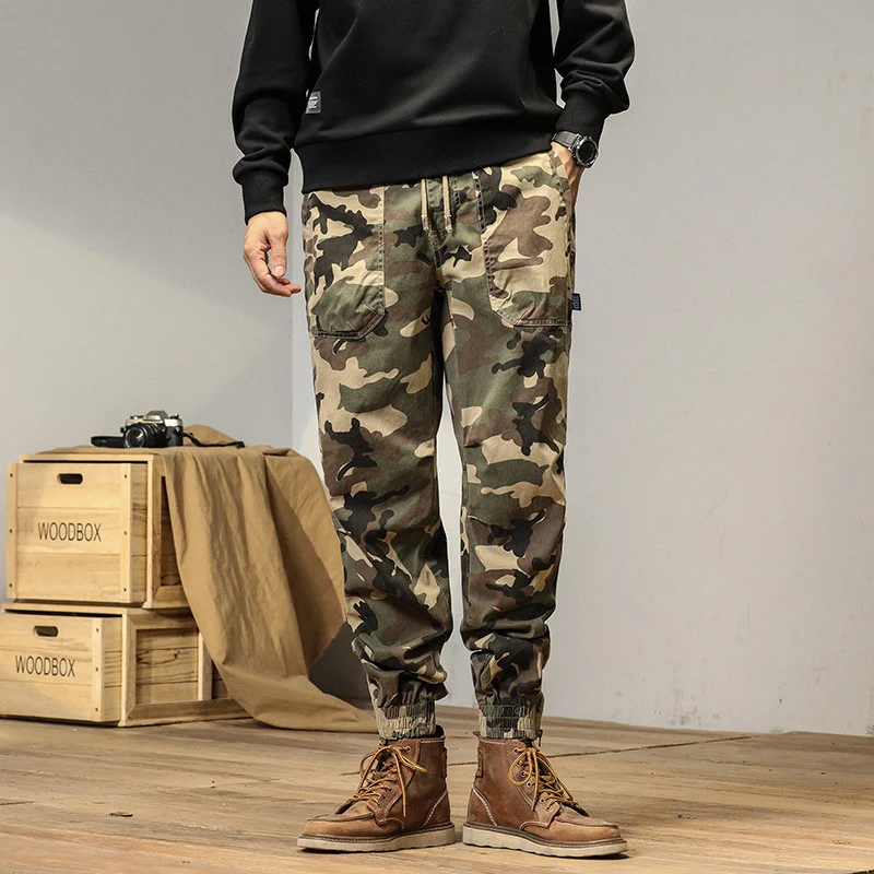 Herren Army‑Utility Cargo‑Jogger aus Baumwoll‑Twill mit aufgesetzten Klapptaschen und elastischen Bündchen Drune