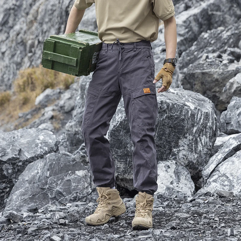Herren Abenteuer‑Cargojogger aus Ripstop‑Baumwollmix mit Elastischem Bund, Knieeinsätzen und Multifachtaschen Drune