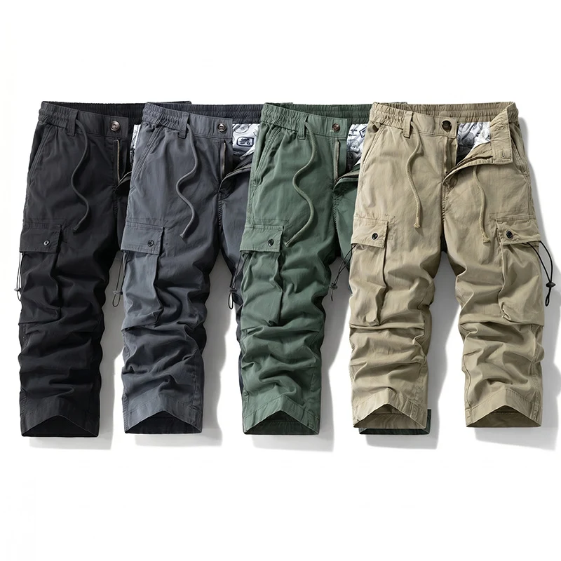 Herren 3/4-Trekking-Cargohose mit elastischem Bund, Tunnelzug und variabler Taschenorganisation Drune