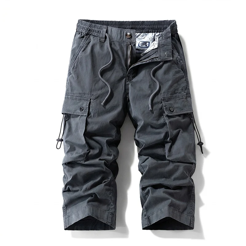 Herren 3/4-Trekking-Cargohose mit elastischem Bund, Tunnelzug und variabler Taschenorganisation Drune