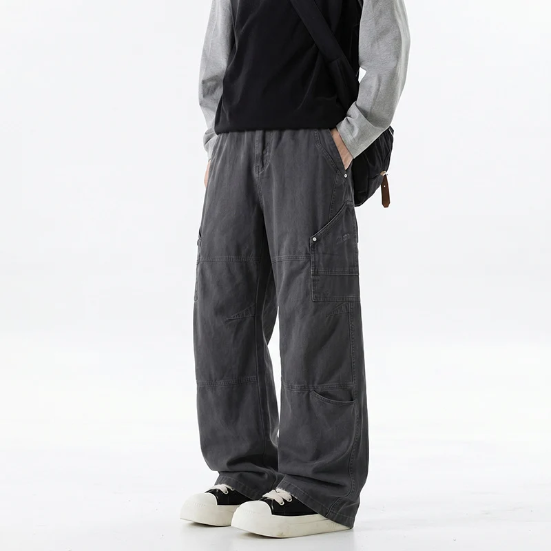 Damen Weite Utility-Cargo-Hose mit elastischem Bund, Multifunktionstaschen und Workwear-Details Drune