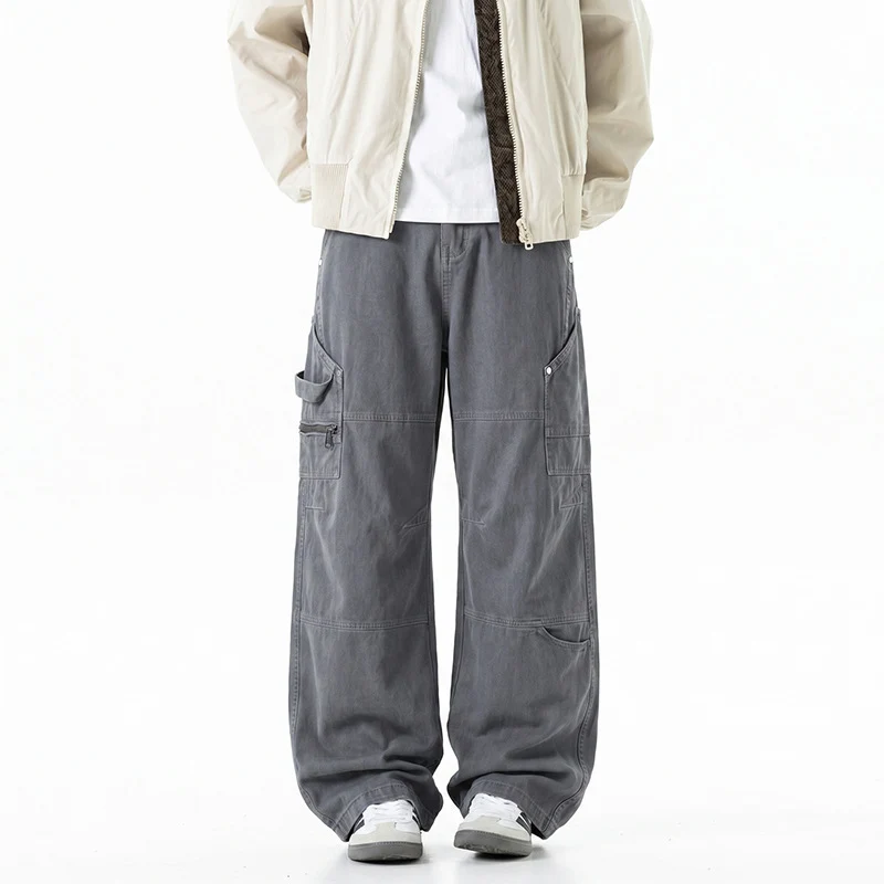 Damen Weite Utility-Cargo-Hose mit elastischem Bund, Multifunktionstaschen und Workwear-Details Drune