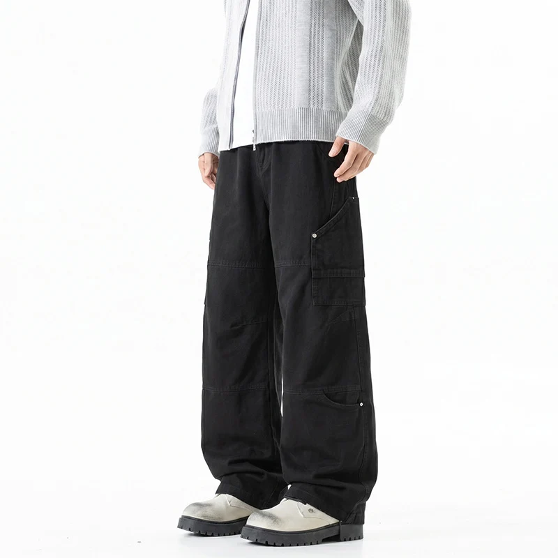 Damen Weite Utility-Cargo-Hose mit elastischem Bund, Multifunktionstaschen und Workwear-Details Drune