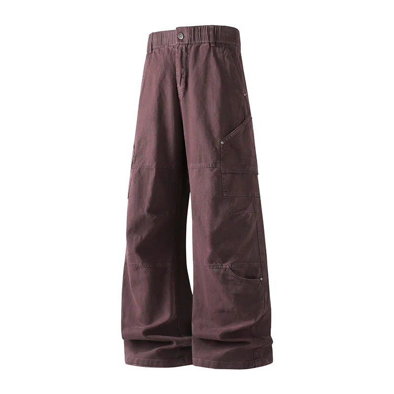 Damen Weite Utility-Cargo-Hose mit elastischem Bund, Multifunktionstaschen und Workwear-Details Drune