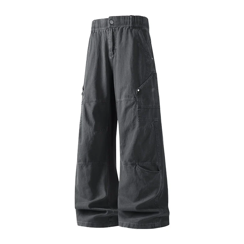 Damen Weite Utility-Cargo-Hose mit elastischem Bund, Multifunktionstaschen und Workwear-Details Drune