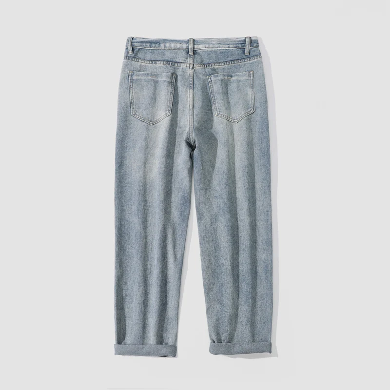 Damen Weite Straight‑Fit Jeans mit hohem Bund, umgeschlagenem Saum und leichter Vintage‑Waschung Drune