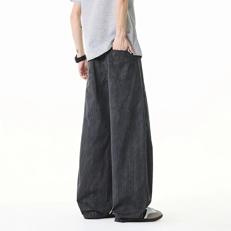 Damen Weite Leinenoptik-Hose mit elastischem Bund und aufgesetzten Taschen Drune