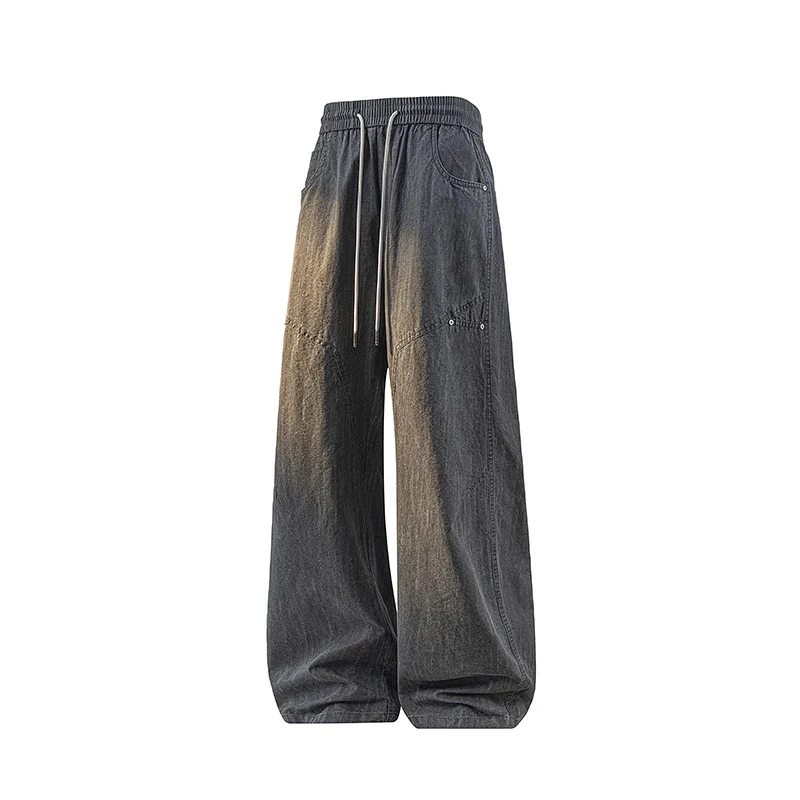 Damen Weite Leinenoptik-Hose mit elastischem Bund und aufgesetzten Taschen Drune