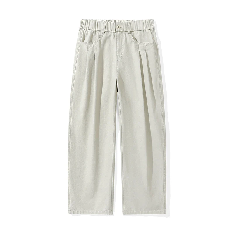 Damen Weite High‑Waist Stoffhose mit Bundfalten und elastischem Saum Drune